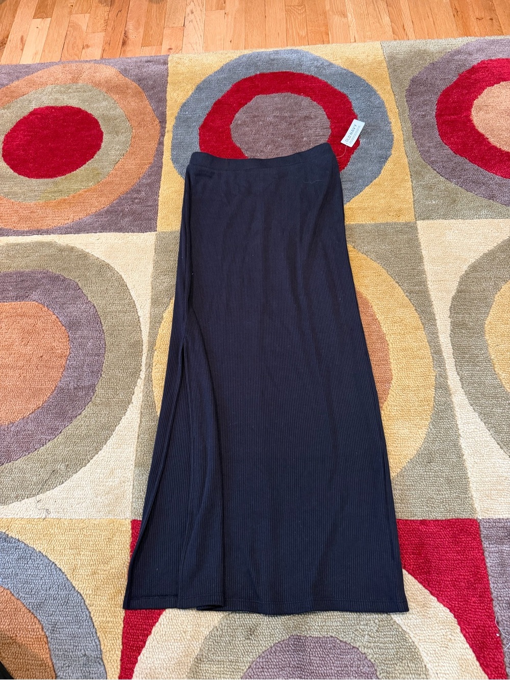 NWT Old Navy Black Ribbed High Rise Midi Skirt Side Slit Women’s Size Small